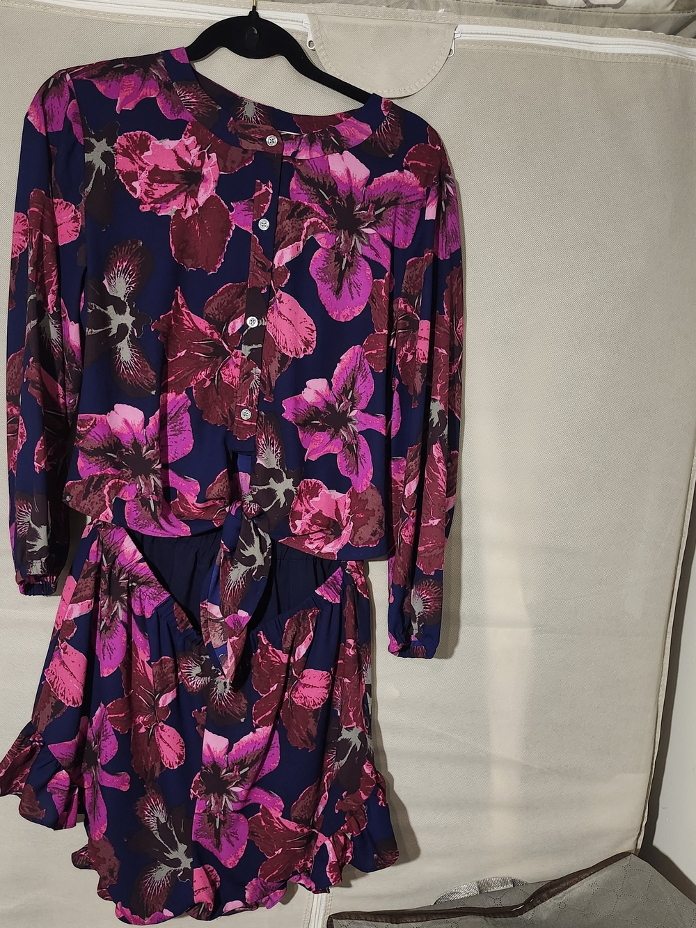 RACHEL Rachel Roy Navy Romper with Fuchsia Floral Print